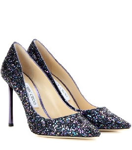 jimmy choo black glitter heels