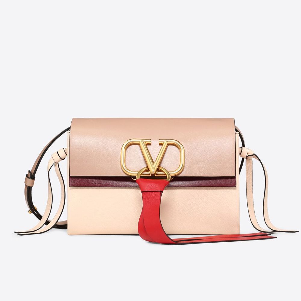 Valentino Garavani V-Ring Small Leather Clutch Bag